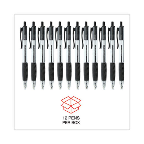 Comfort Grip Ballpoint Pen, Retractable, Medium 1 Mm, Black Ink, Clear/black Barrel, Dozen