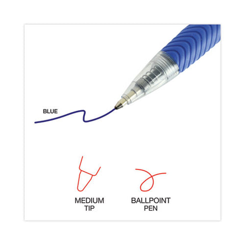 Comfort Grip Ballpoint Pen, Retractable, Medium 1 Mm, Blue Ink, Clear/blue Barrel, Dozen