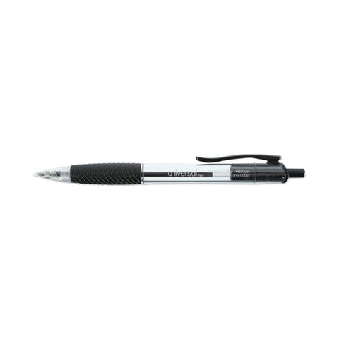 Comfort Grip Ballpoint Pen, Retractable, Medium 1 Mm, Black Ink, Clear/black Barrel, 48/pack