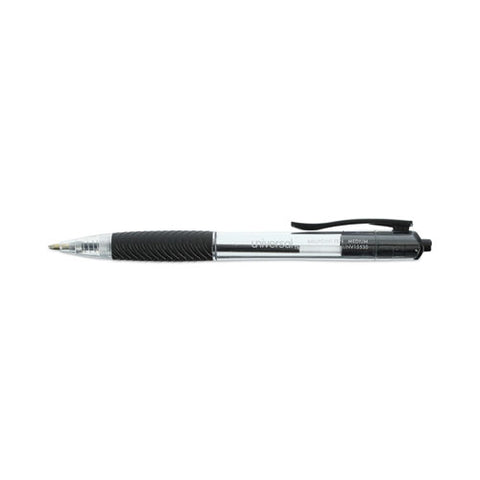 Comfort Grip Ballpoint Pen, Retractable, Medium 1 Mm, Black Ink, Clear/black Barrel, 48/pack