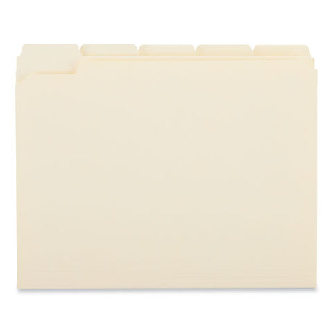 Double-ply Top Tab Manila File Folders, 1/5-cut Tabs: Assorted, Letter Size, 0.75" Expansion, Manila, 100/box