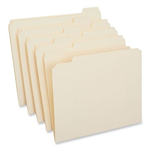 Double-ply Top Tab Manila File Folders, 1/5-cut Tabs: Assorted, Letter Size, 0.75" Expansion, Manila, 100/box