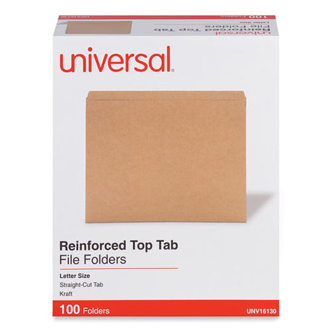 Reinforced Kraft Top Tab File Folders, Straight Tabs, Letter Size, 0.75" Expansion, Brown, 100/box