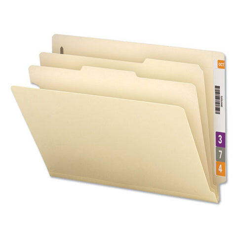 Six-section Manila End Tab Classification Folders, 2" Expansion, 2 Dividers, 6 Fasteners, Letter Size, Manila, 10/box