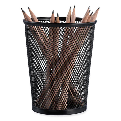 Jumbo Steel Mesh Pencil Cup, 4.38" Diameter X 5.38"h, Black