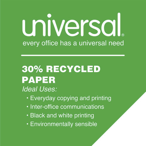 30% Recycled Copy Paper, 92 Bright, 20 Lb Bond Weight, 8.5 X 11, White, 500 Sheets/ream, 10 Reams/carton, 40 Cartons/pallet