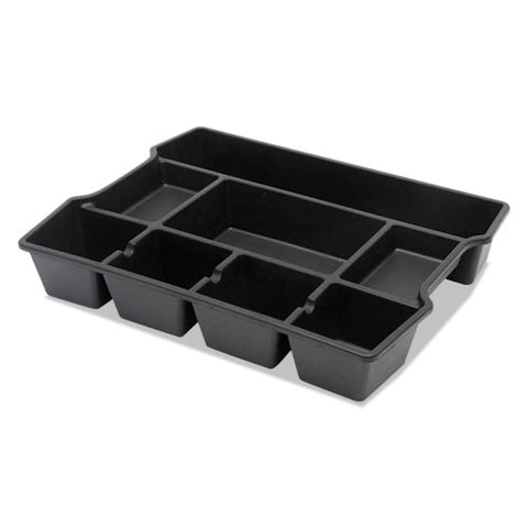 High Capacity Drawer Organizer, Eight Compartments, 14.88 X 11.88 X 2.5, Plastic, Black