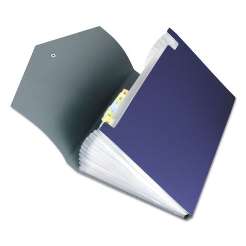 Poly Expanding Files, 13 Sections, Cord/hook Closure, 1/12-cut Tabs, Letter Size, Metallic Blue/steel Gray