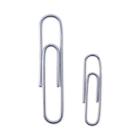 Plastic-coated Paper Clips With Two-compartment Dispenser Tub, (750) #2 Clips, (250) Jumbo Clips, Silver