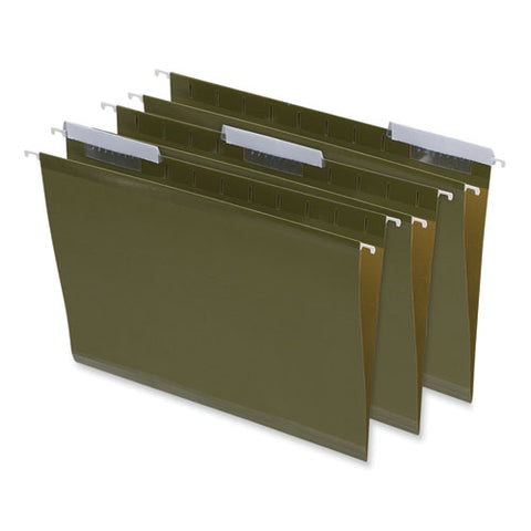 Deluxe Reinforced Recycled Hanging File Folders, Letter Size, 1/3-cut Tabs, Standard Green, 25/box