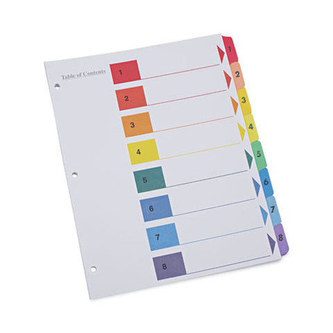 Deluxe Table Of Contents Dividers For Printers, 8-tab, 1 To 8; Table Of Contents, 11 X 8.5, White, 6 Sets