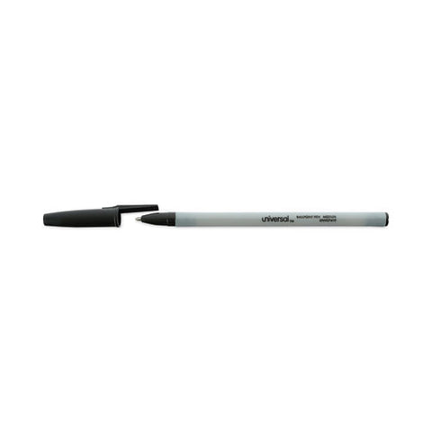 Ballpoint Pen, Stick, Medium 1 Mm, Black Ink, Gray/black Barrel, Dozen