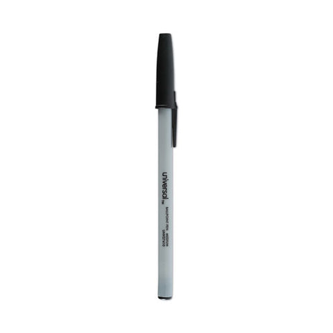 Ballpoint Pen, Stick, Medium 1 Mm, Black Ink, Gray/black Barrel, Dozen