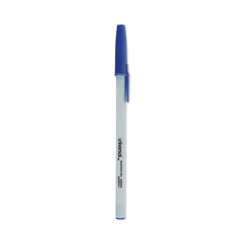 Ballpoint Pen, Stick, Medium 1 Mm, Blue Ink, Gray/blue Barrel, Dozen