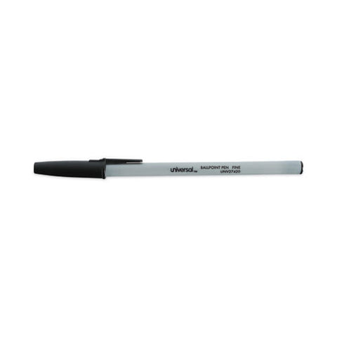 Ballpoint Pen, Stick, Fine 0.7 Mm, Black Ink, Gray/black Barrel, Dozen