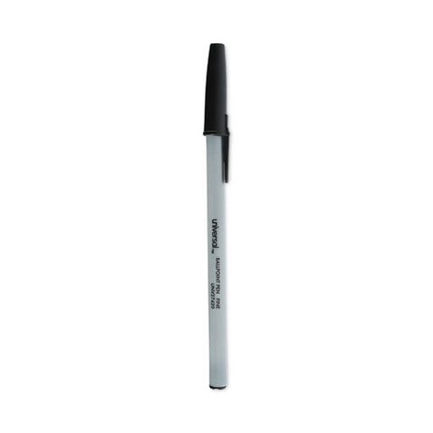 Ballpoint Pen, Stick, Fine 0.7 Mm, Black Ink, Gray/black Barrel, Dozen