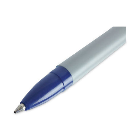 Ballpoint Pen, Stick, Fine 0.7 Mm, Blue Ink, Gray/blue Barrel, Dozen