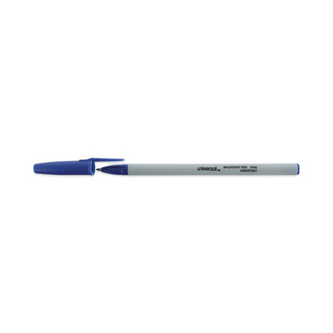 Ballpoint Pen, Stick, Fine 0.7 Mm, Blue Ink, Gray/blue Barrel, Dozen