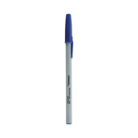 Ballpoint Pen, Stick, Fine 0.7 Mm, Blue Ink, Gray/blue Barrel, Dozen