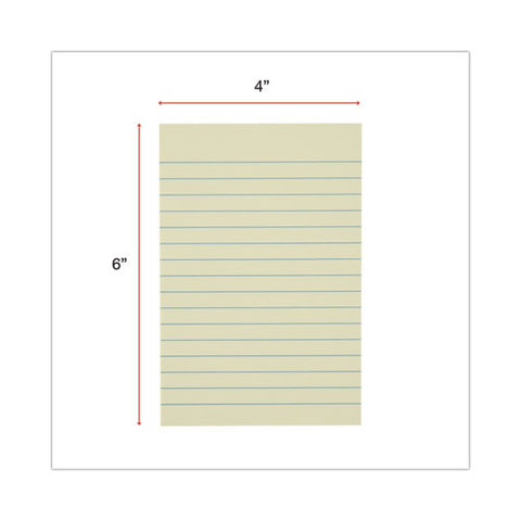 Recycled Self-stick Note Pads, Note Ruled, 4" X 6", Yellow, 100 Sheets/pad, 12 Pads/pack