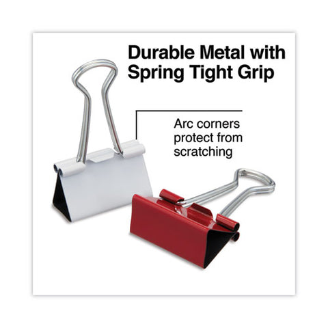 Binder Clips With Storage Tub, (12) Mini (0.5"), (12) Small (0.75"), (6) Medium (1.25"), Assorted Colors