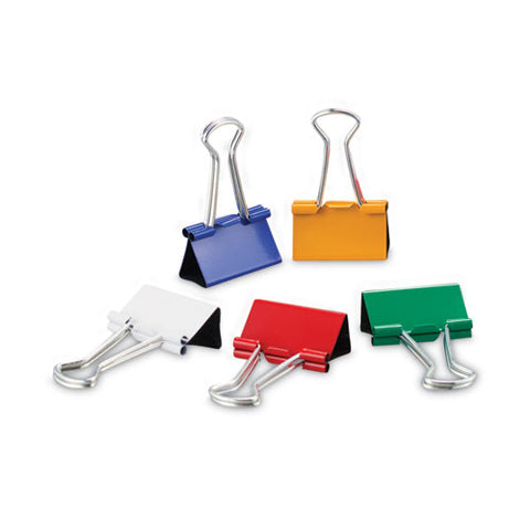 Binder Clips With Storage Tub, Medium, Assorted Colors, 24/pack