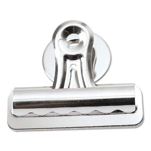 Bulldog Magnetic Clips, Medium, Nickel, 12/pack