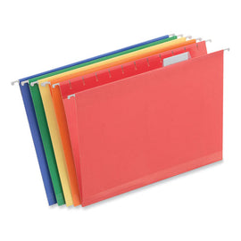 Deluxe Reinforced Recycled Hanging File Folders, Letter Size, 1/5-cut Tabs, Assorted, 25/box