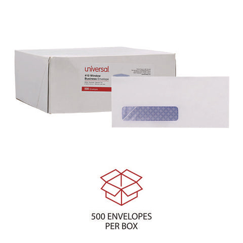 Open-side Security Tint Business Envelope, 1 Window, #10, Commercial Flap, Gummed Closure, 4.13 X 9.5, White, 500/box