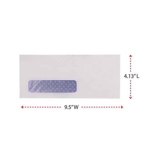 Open-side Security Tint Business Envelope, 1 Window, #10, Commercial Flap, Gummed Closure, 4.13 X 9.5, White, 500/box