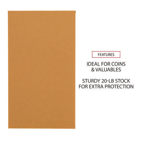 Kraft Coin Envelope, #5 1/2, Round Flap, Gummed Closure, 3.13 X 5.5, Light Brown Kraft, 500/box