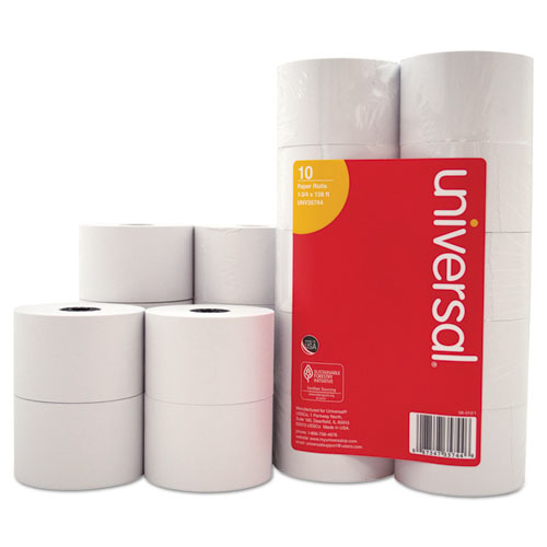 Impact And Inkjet Print Bond Paper Rolls, 0.5" Core, 1.75" X 138 Ft, White, 10/pack