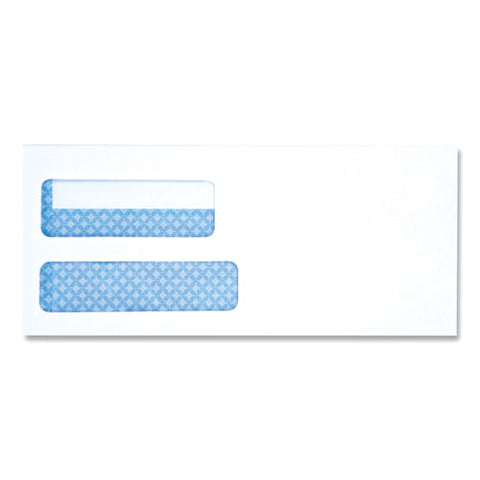 Double Window Business Envelope, #10, Square Flap, Self-adhesive Closure, 4.13 X 9.5, White, 500/box