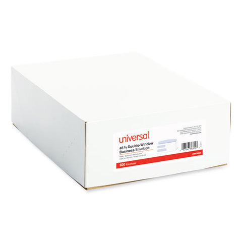 Double Window Business Envelope, #8 5/8, Commercial Flap, Gummed Closure, 3.63 X 8.63, White, 500/box