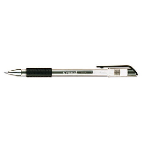 Comfort Grip Gel Pen, Stick, Medium 0.7 Mm, Black Ink, Clear/black Barrel, Dozen