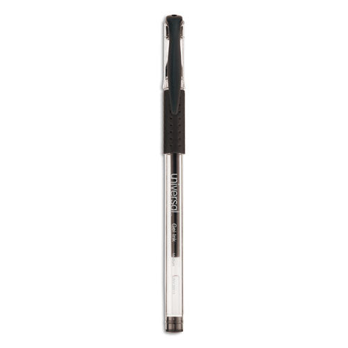 Comfort Grip Gel Pen, Stick, Medium 0.7 Mm, Black Ink, Clear/black Barrel, 60/pack