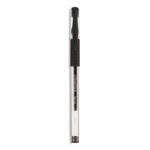 Comfort Grip Gel Pen, Stick, Fine 0.5 Mm, Black Ink, Clear/black Barrel, Dozen