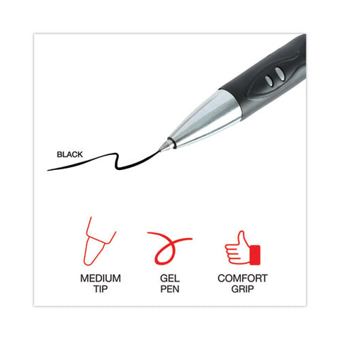 Comfort Grip Gel Pen, Retractable, Medium 0.7 Mm, Black Ink, Gray/black/silver Barrel, 36/pack