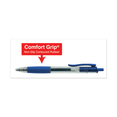 Comfort Grip Gel Pen, Retractable, Medium 0.7 Mm, Blue Ink, Clear/blue Barrel, Dozen