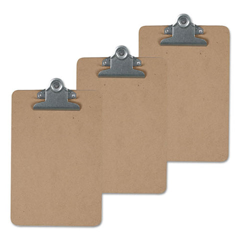 Hardboard Clipboard, 1.25" Clip Capacity, Holds 8.5 X 14 Sheets, Brown, 3/pack