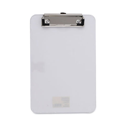 Plastic Clipboard With Low Profile Clip, 0.5" Clip Capacity, Holds 5 X 8 Sheets, Clear