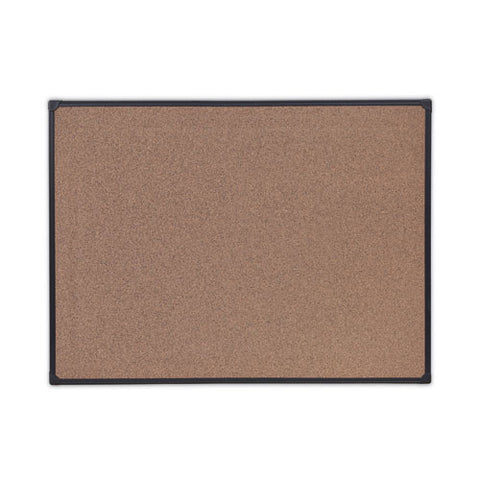 Tech Cork Board, 48" X 36", Brown Surface, Black Aluminum Frame