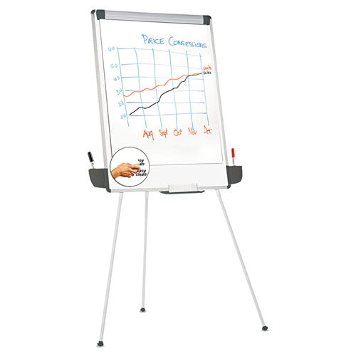 Dry Erase Board With Tripod Easel And Adjustable Pen Cups, 29" X 41", White Surface