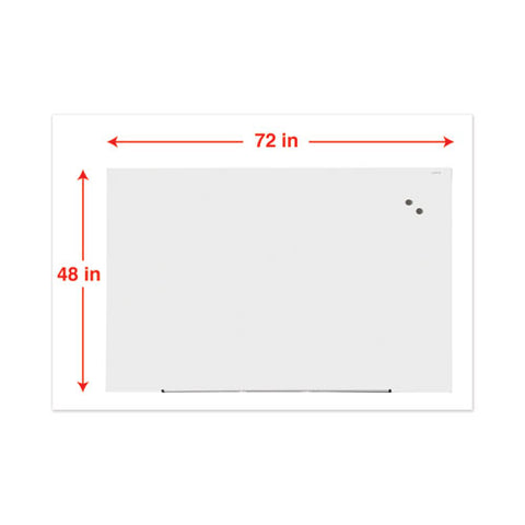 Frameless Magnetic Glass Marker Board, 72" X 48", White Surface