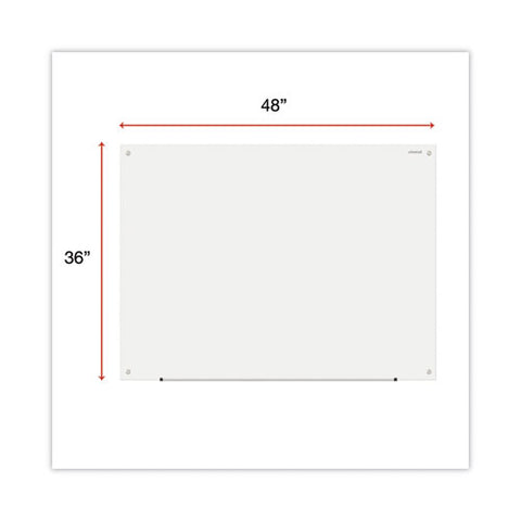 Frameless Glass Marker Board, 48" X 36", White Surface