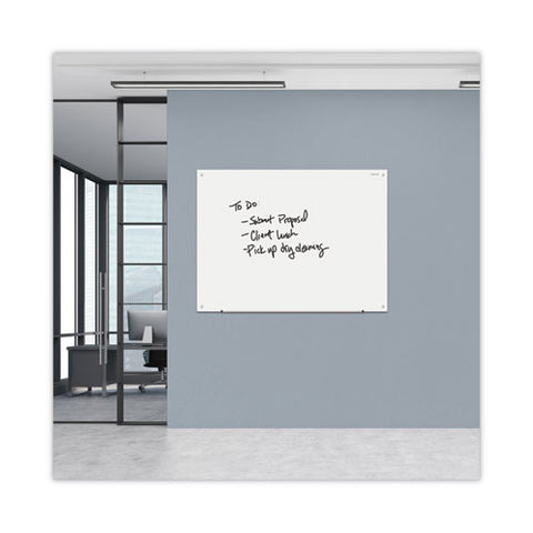 Frameless Glass Marker Board, 48" X 36", White Surface