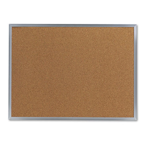 Cork Bulletin Board, 24" X 18", Tan Surface, Satin Aluminum Frame