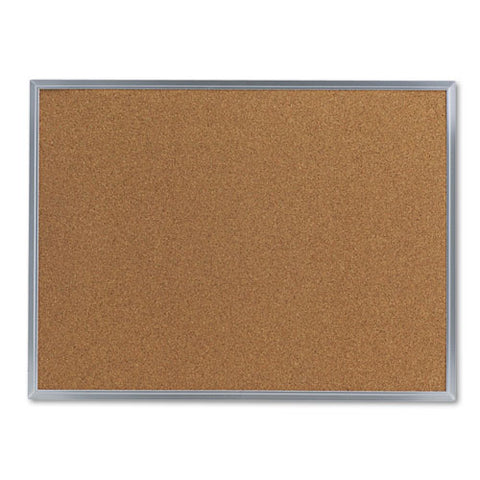 Cork Bulletin Board, 24" X 18", Tan Surface, Satin Aluminum Frame