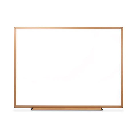 Deluxe Melamine Dry Erase Board, 48" X 36", White Surface, Oak Finished Fiberboard (mdf) Frame