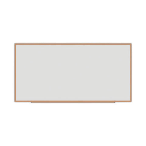 Deluxe Melamine Dry Erase Board, 96" X 48", White Surface, Oak Finished Fiberboard (mdf) Frame